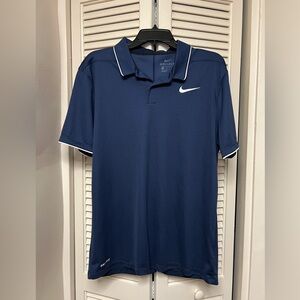 Nike Men's Navy Polo Shirt with White Accents